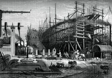 Rautalaiva, Messrs Samudasin telakka, Isle of Dogs, Lontoo, vuosi 1880