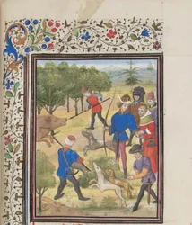 Johannes II Comnenus, Bysantin keisari metsästämässä. Vilhelmin Tyroksen pienoismalli Historiasta, 1460-luku