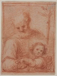 Joseph and Child recto, Fragment of Two Figuurit verso, 1500-luku.