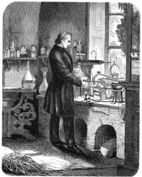 Justus von Liebig, saksalainen kemisti, työskennellyt laboratoriossa, 1800-luvun puoliväli c1885