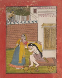 Krishna vakoilee Radhaa, n. 1780-90.