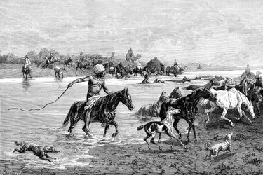 Kirgisia ylittää joen, Kirgisia, 1895