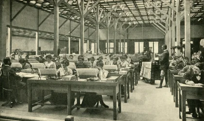 Lady Clerks taulukoimassa Yhdysvaltain väestönlaskennan raportteja, 1901.