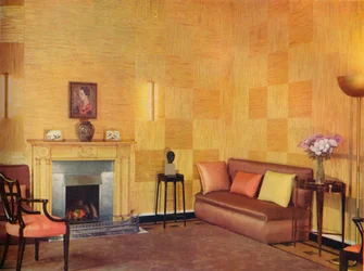 Lady Leucha Warnersin olohuone Ronald Flemingin sisustamana, 1933