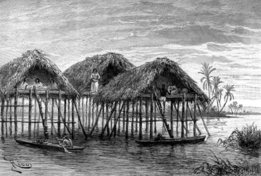 Järviasunnot Santa Rosassa, lähellä Maracaiboa, Venezuela, 1895