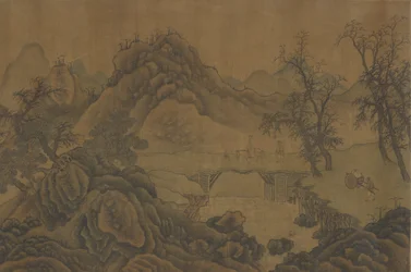 Maisema matkailijoiden kanssa, 1600-luku.