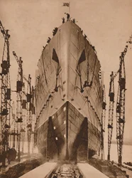 Cunard-valtamerilaivan Queen Mary laukaisu, 1934 1935.