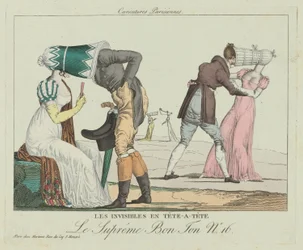 The One-on-One Invisibles One-on-one kanssa Poke Bonnets, c. 1805.