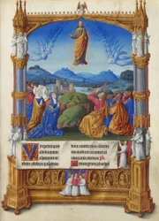Les Très Riches Heures du Duc de Berry, Folio 184r - Ylösnousemus (The Ascension)