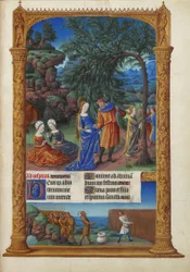 Les Très Riches Heures du Duc de Berry, Folio 57r - Pakomatka Egyptiin