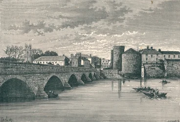 Limerick - Thomond Bridge ja King Johnsin linna, 1896