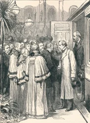 Lord Beaconsfield ja Lord Salisbury Charing Crossin rautatieasemalla, 1896