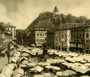 Pääaukio, Graz, Steiermark, Itävalta, vuodelta 1935.