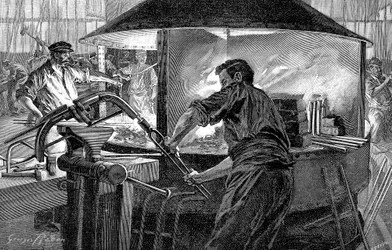 Polkupyörän ohjaustankojen valmistus, Ranska, 1896