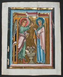Käsikirjoitus lehti, jossa on ilmestys, psalterista, 1200-luvun puoliväli.
