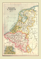 Hollannin ja Belgian kartta, 1902.