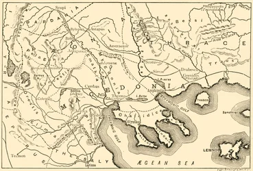 Makedonian ja lähipiirien kartta, 1890.