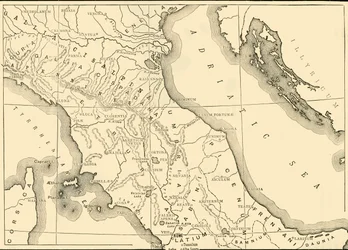 Pohjois- ja Keski-Italian kartta, 1890.