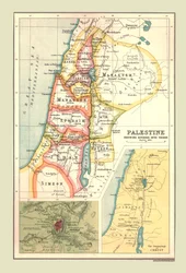 Palestiinan kartta, jossa näkyy jakautuminen heimoihin, 1902.
