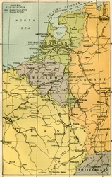 Belgian rajan kartta linnakkeineen, 1919.