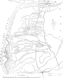 Newcastlen ja Transvaalin välisen maan kartta, c1880