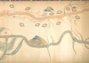 Kartta Grand Canalista Pekingistä Yangzi-jokeen, 1700-luvun loppu tai 1800-luvun alku.