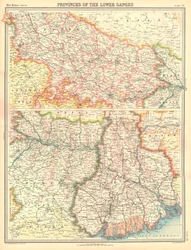 Kartta Ala-Gangesin provinsseista