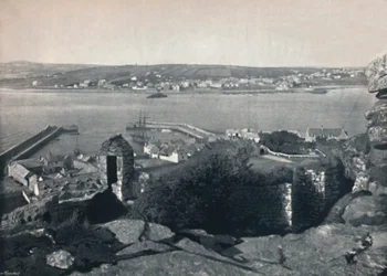 Marazion - Yleisnäkymä, jossa näkyy satama, 1895
