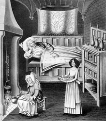 Matrona ja palvelija sairaskammiossa, n. 1470, 1910