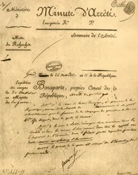 Ministerin määräys La Tour dAuvergnesta, 15. heinäkuuta 1803, 1921.