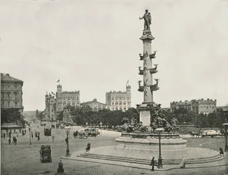 Wilhelm von Tegetthoffin muistomerkki Pratersternissä, Wien, Itävalta, 1895.