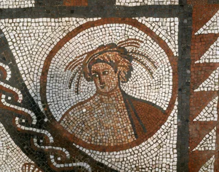 Mosaiikkilattia, Lullingstonen roomalainen huvila, Eynsford, Kent, c1980-c2017
