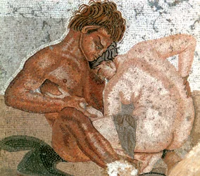 Satyyrin ja nymfin mosaiikki, House of Faun, Pompei, Italia