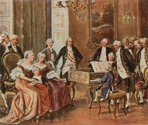Mozart esiintyy keisarinna Maria Teresialle, 1. lokakuuta 1762, 1936