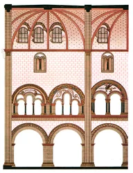 Seinämaalaus St Severus -kirkon naveessa Boppardissa, Saksassa, 1928.