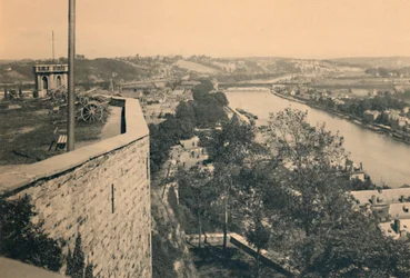 Namur. Tourelle des Guetteurs ja Sambren ja Maasin yhtymäalue, c1900