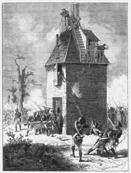 Napoleonin joukot puolustamassa lennätintornia, c1815, c1870