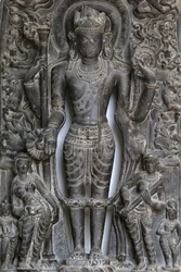Intian kansallismuseo, Delhi. Vishnu. Pala, 9.-10. vuosisata jaa. Itä-Intia. Kivi. Yksityiskohta. Intia.