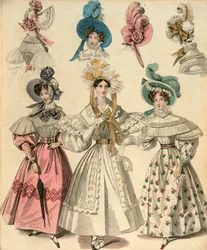 Uusimmat Lontoon ja Pariisin muotit, c1830-c1840