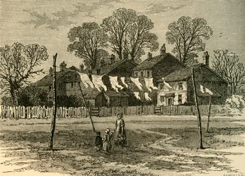 Vanhat mökit Back Commonissa, n. 1878.
