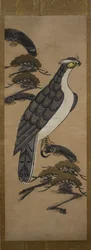 Otsu-e of Falcon mäntyllä, 1700-luku.