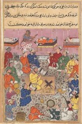Sivu julkaisusta Tales of a Parrot Tuti-nama: Kolmastoista yö: Kuninkaan poikavauva..., n. 1560.
