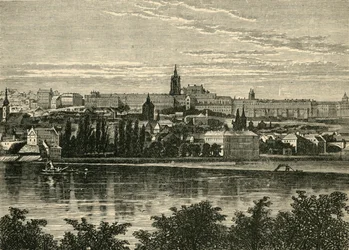 Böömin kuningasten palatsi ja Hradschinin katedraali, Praha, 1890.