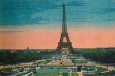 Panoraama Jardins du Trocadérosta ja Eiffel-tornista, Pariisi, 1920