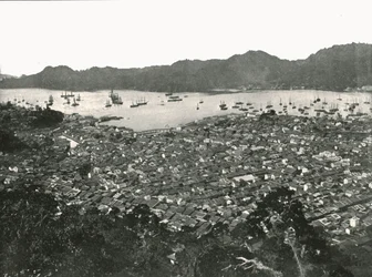 Panoraamanäkymä kaupunkiin, Nagasaki, Japani, 1895.