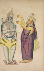 Parivati hääseppeleen asettaminen Shivalle, 1800-luku.