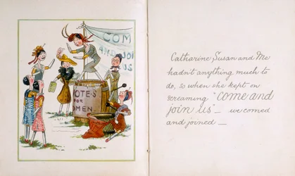 Peg-nuket suffragette-kokouksessa, c1910