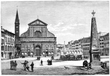Piazza ja Santa Maria Novellan kirkko, Firenze, Italia, 1882