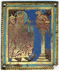 Plakki Mooseksen, Aaronin ja Brazen-käärmeen kanssa, saksalainen, n. 1200.
