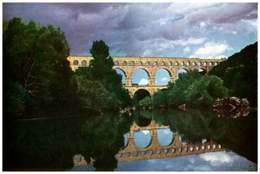 Pont du Gard, roomalainen akvedukti, Nimes, Ranska, 1956